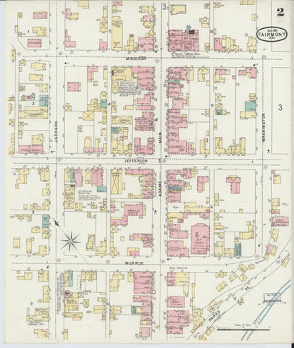 Sanborn Fire Insurance Map from Fairmont, Marion County, West Virginia (1896), Sheet #0002 - Complete Map Set gallery image, historic Sanborn map, vintage wall art, West Virginia West Virginia