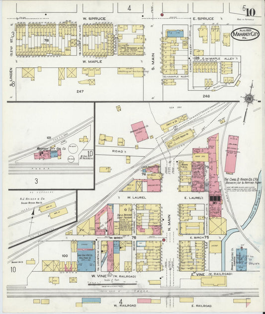 Sanborn Fire Insurance Map from Mahanoy City, Schuylkill County, Pennsylvania (1920), Sheet #0010 - Historic Sanborn Fire Insurance Map Print, vintage old map wall art, antique decor, genealogy gift, Pennsylvania Pennsylvania map
