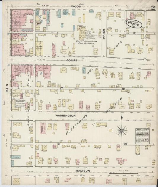 Sanborn Fire Insurance Map from Paris, Edgar County, Illinois (1884), Sheet #0002 - Historic Sanborn Fire Insurance Map Print, vintage old map wall art, antique decor, genealogy gift, Illinois Illinois map