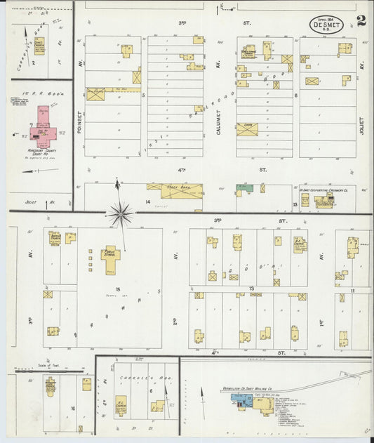 Sanborn Fire Insurance Map from De Smet, Kingsbury County, South Dakota (1904), Sheet #0002 - Historic Sanborn Fire Insurance Map Print, vintage old map wall art, antique decor, genealogy gift, South Dakota South Dakota map