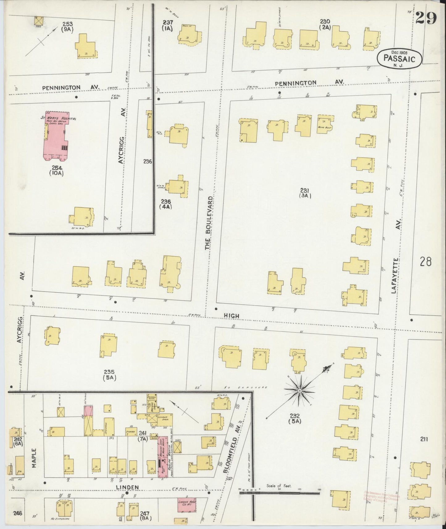 Sanborn Fire Insurance Map from Passaic, Passaic County, New Jersey (1903), Sheet #0029 - Complete Map Set gallery image, historic Sanborn map, vintage wall art, New Jersey New Jersey