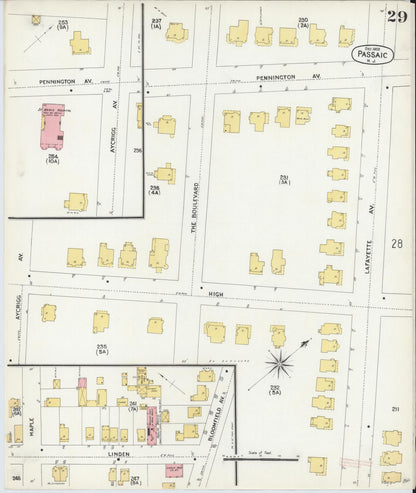 Sanborn Fire Insurance Map from Passaic, Passaic County, New Jersey (1903), Sheet #0029 - Complete Map Set gallery image, historic Sanborn map, vintage wall art, New Jersey New Jersey