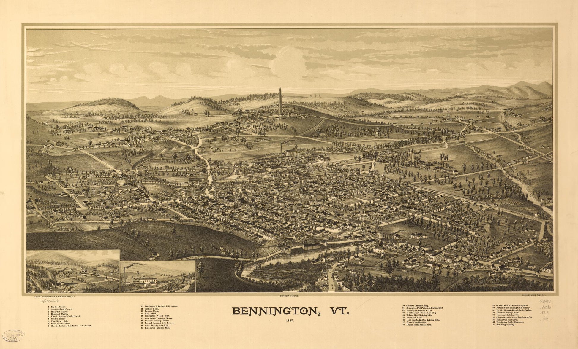 Bennington, Vt. 1887. (1887) – Historic Bird’s-Eye View Panorama Print
