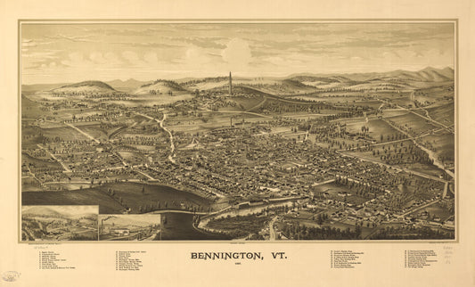 Bennington, Vt. 1887. (1887) – Historic Bird’s-Eye View Panorama Print