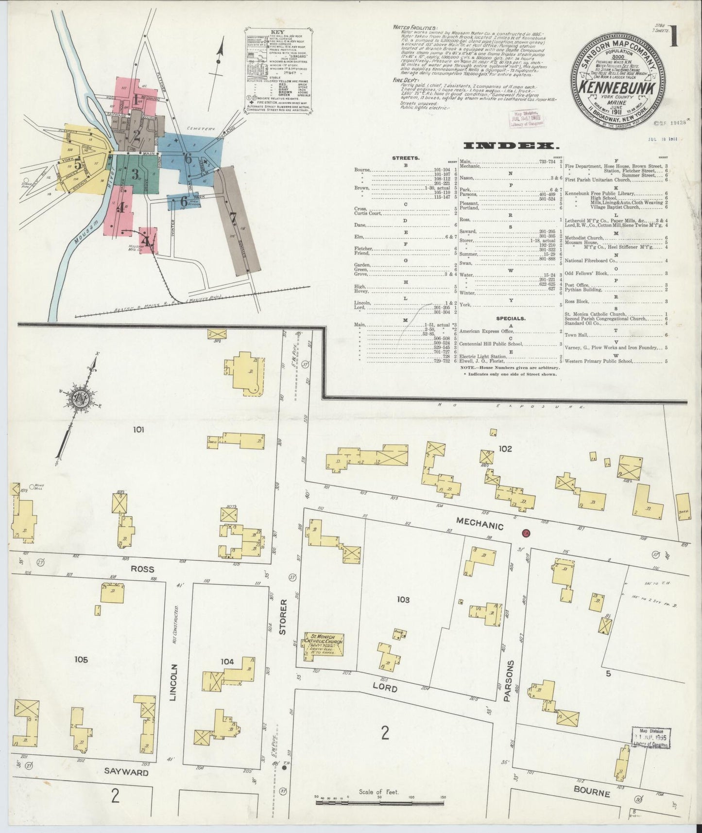 Sanborn Fire Insurance Map from Kennebunk, York County, Maine. (1911) – Historic Sanborn Fire Insurance Map Print