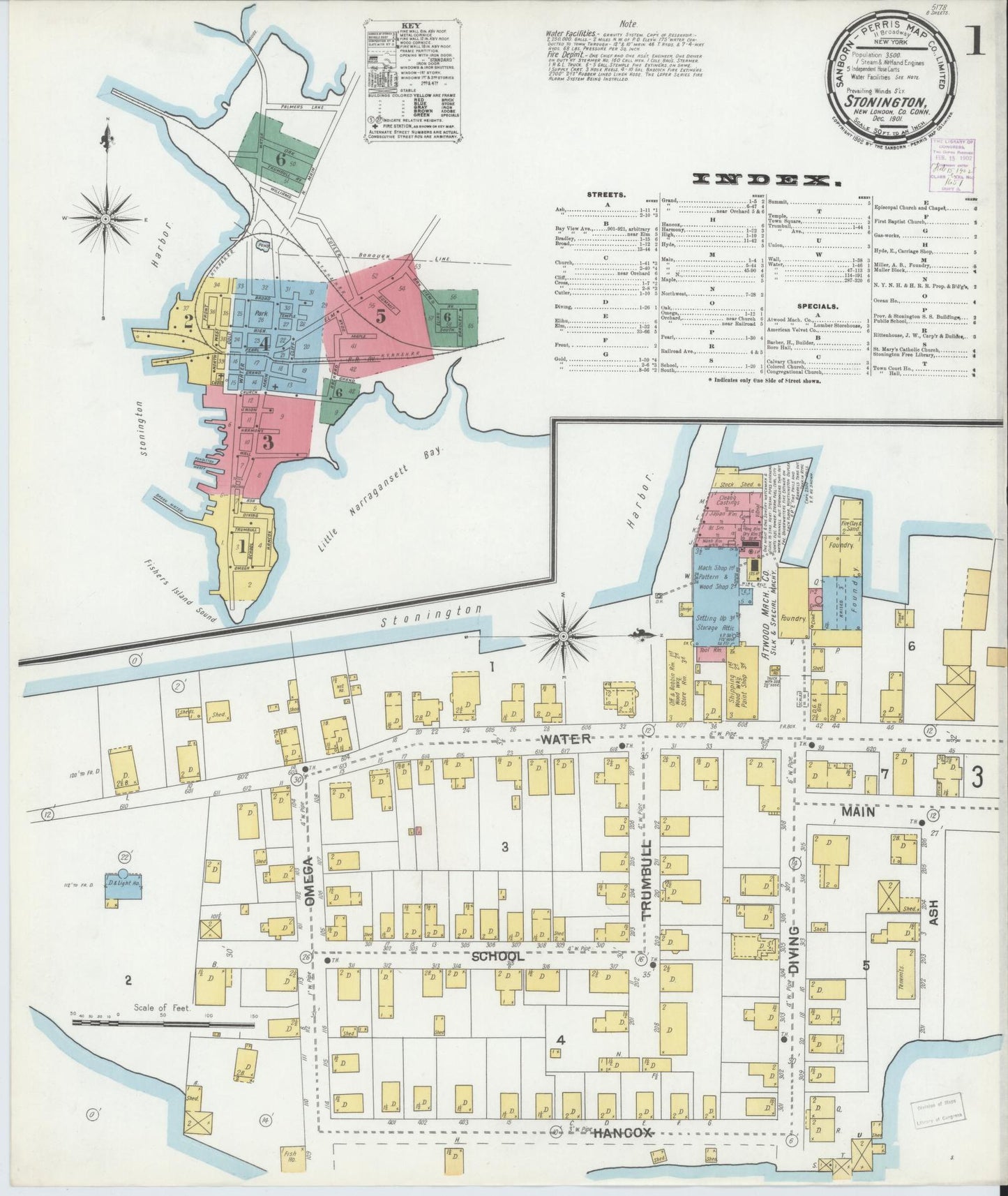 Sanborn Fire Insurance Map from Stonington, New London County, Connecticut (1901), Sheet #0001 - Complete Map Set gallery image, historic Sanborn map, vintage wall art, Connecticut Connecticut