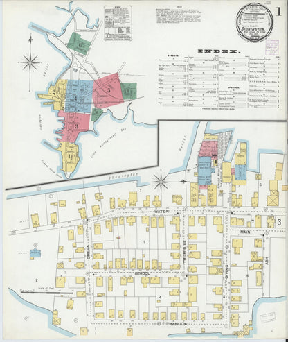 Sanborn Fire Insurance Map from Stonington, New London County, Connecticut (1901), Sheet #0001 - Complete Map Set gallery image, historic Sanborn map, vintage wall art, Connecticut Connecticut