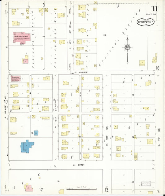 Sanborn Fire Insurance Map from Centerville, Appanoose County, Iowa (1913), Sheet #0011 - Historic Sanborn Fire Insurance Map Print, vintage old map wall art