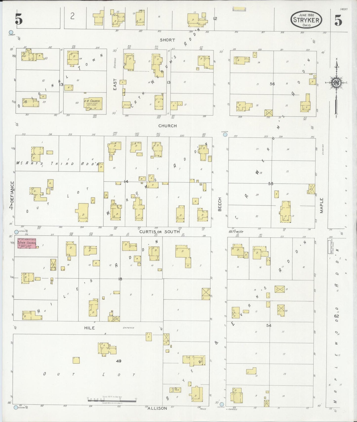 Sanborn Fire Insurance Map from Stryker, Williams County, Ohio (1930), Sheet #0005 - Complete Map Set gallery image, historic Sanborn map, vintage wall art, Ohio Ohio