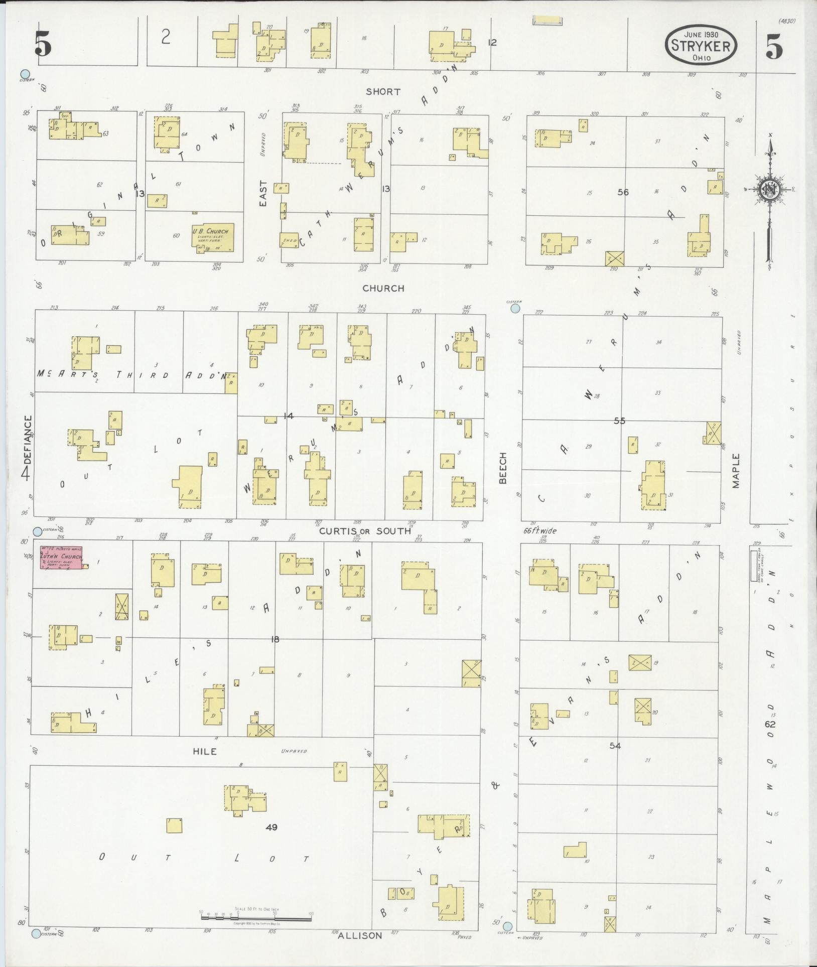 Sanborn Fire Insurance Map from Stryker, Williams County, Ohio (1930), Sheet #0005 - Complete Map Set gallery image, historic Sanborn map, vintage wall art, Ohio Ohio