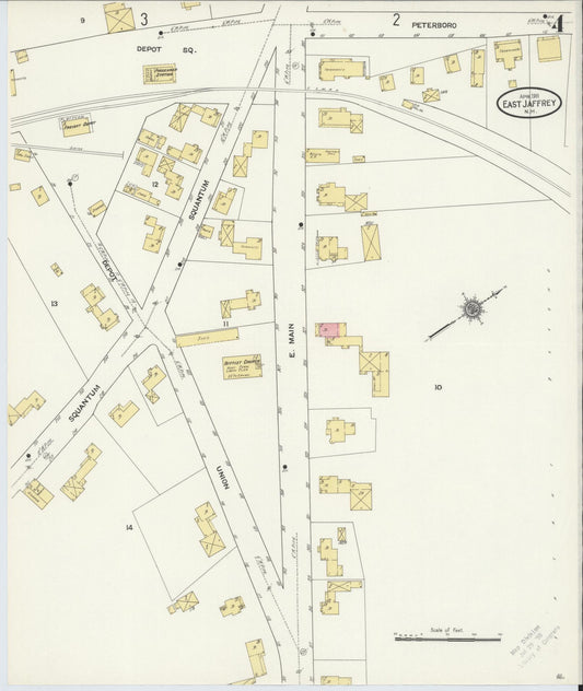 Sanborn Fire Insurance Map from East Jaffrey, Cheshire County, New Hampshire (1911), Sheet #0004 - Historic Sanborn Fire Insurance Map Print, vintage old map wall art, antique decor, genealogy gift, New Hampshire New Hampshire map