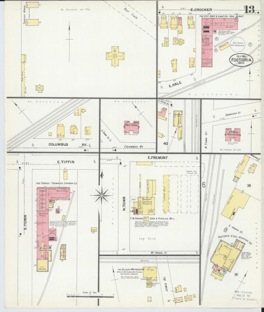 Sanborn Fire Insurance Map from Fostoria, Seneca, Hancock, And Wood Counties, Ohio (1901), Sheet #0013 - Historic Sanborn Fire Insurance Map Print, vintage old map wall art, antique decor, genealogy gift, Ohio Ohio map