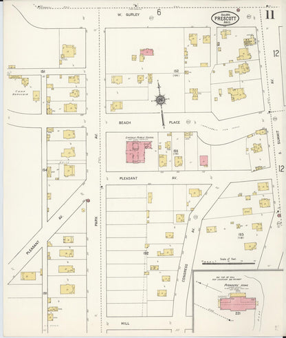 Sanborn Fire Insurance Map from Prescott, Yavapai County, Arizona (1910), Sheet #0011 - Complete Map Set gallery image, historic Sanborn map, vintage wall art, Arizona Arizona