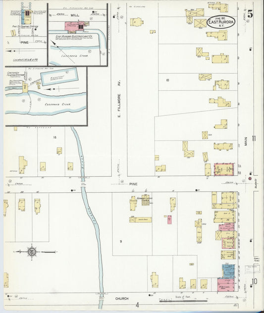 Sanborn Fire Insurance Map from East Aurora, Erie County, New York (1912), Sheet #0005 - Historic Sanborn Fire Insurance Map Print, vintage old map wall art, antique decor, genealogy gift, New York New York map