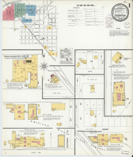 Sanborn Fire Insurance Map from Frankton, Madison County, Indiana (1900), Sheet #0001 - Historic Sanborn Fire Insurance Map Print, vintage old map wall art, antique decor, genealogy gift, Indiana Indiana map