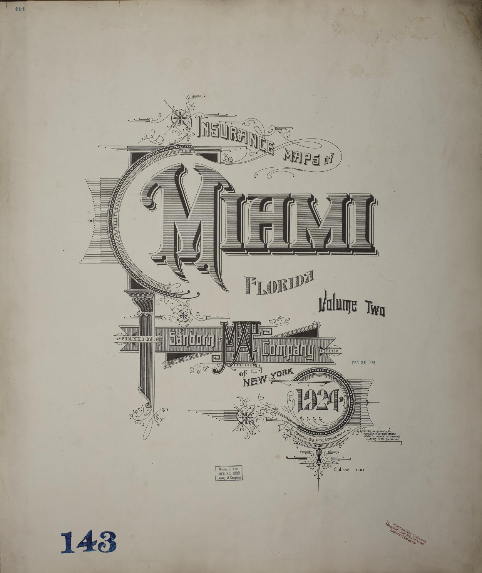 Sanborn Fire Insurance Map from Miami, Dade County, Florida (1938), Sheet #0001 - Historic Sanborn Fire Insurance Map Print, vintage old map wall art, antique decor, genealogy gift, Florida Florida map