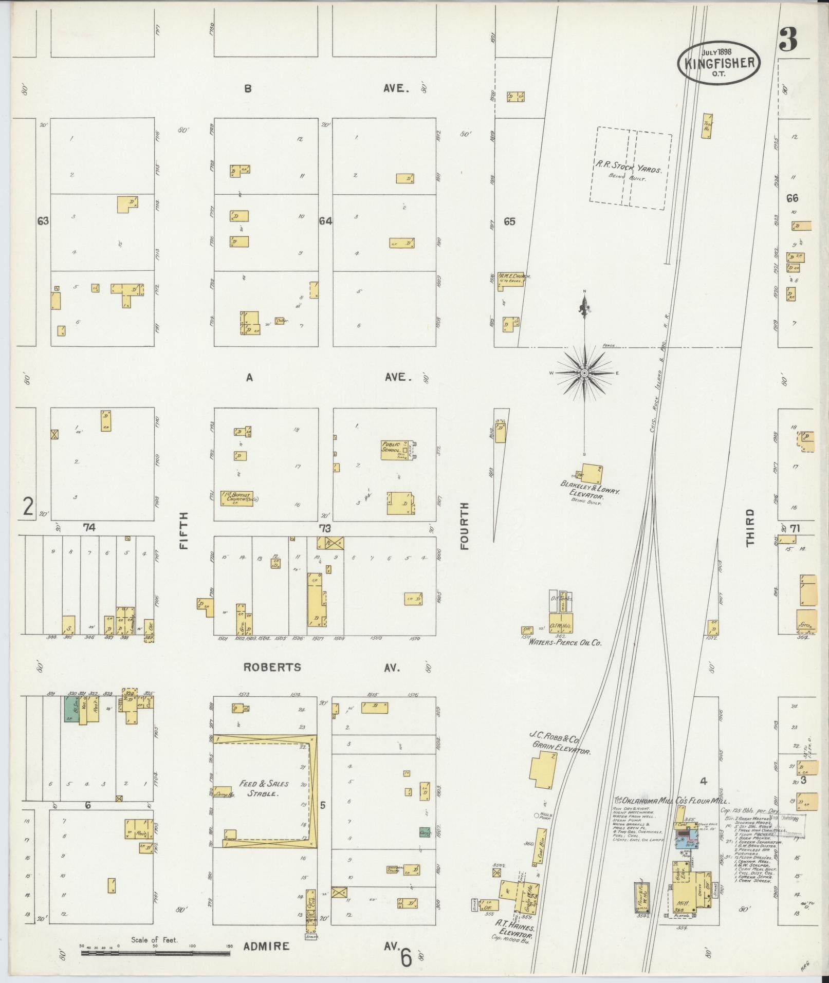 Sanborn Fire Insurance Map from Kingfisher, Kingfisher County, Oklahoma (1898), Sheet #0003 - Complete Map Set gallery image, historic Sanborn map, vintage wall art, Oklahoma Oklahoma