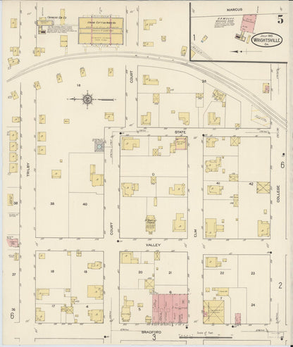 Sanborn Fire Insurance Map from Wrightsville, Johnson County, Georgia (1913), Sheet #0005 - Complete Map Set gallery image, historic Sanborn map, vintage wall art, Georgia Georgia