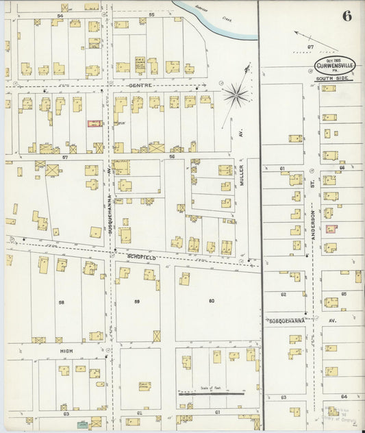 Sanborn Fire Insurance Map from Curwensville, Clearfield County, Pennsylvania (1905), Sheet #0006 - Historic Sanborn Fire Insurance Map Print, vintage old map wall art, antique decor, genealogy gift, Pennsylvania Pennsylvania map