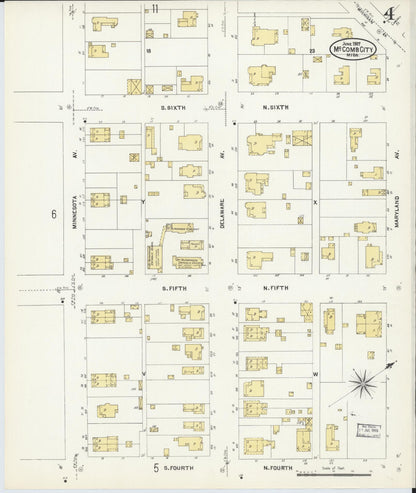 Sanborn Fire Insurance Map from McComb, Pike County, Mississippi (1907), Sheet #0004 - Complete Map Set gallery image, historic Sanborn map, vintage wall art, Mississippi Mississippi