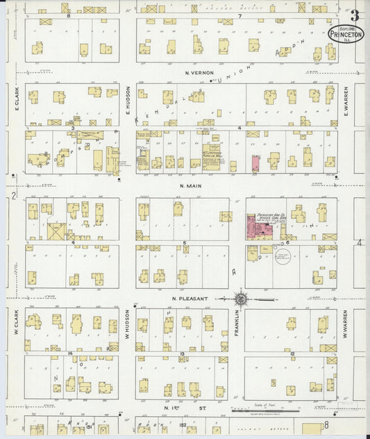 Sanborn Fire Insurance Map from Princeton, Bureau County, Illinois (1918), Sheet #0003 - Historic Sanborn Fire Insurance Map Print, vintage old map wall art, antique decor, genealogy gift, Illinois Illinois map
