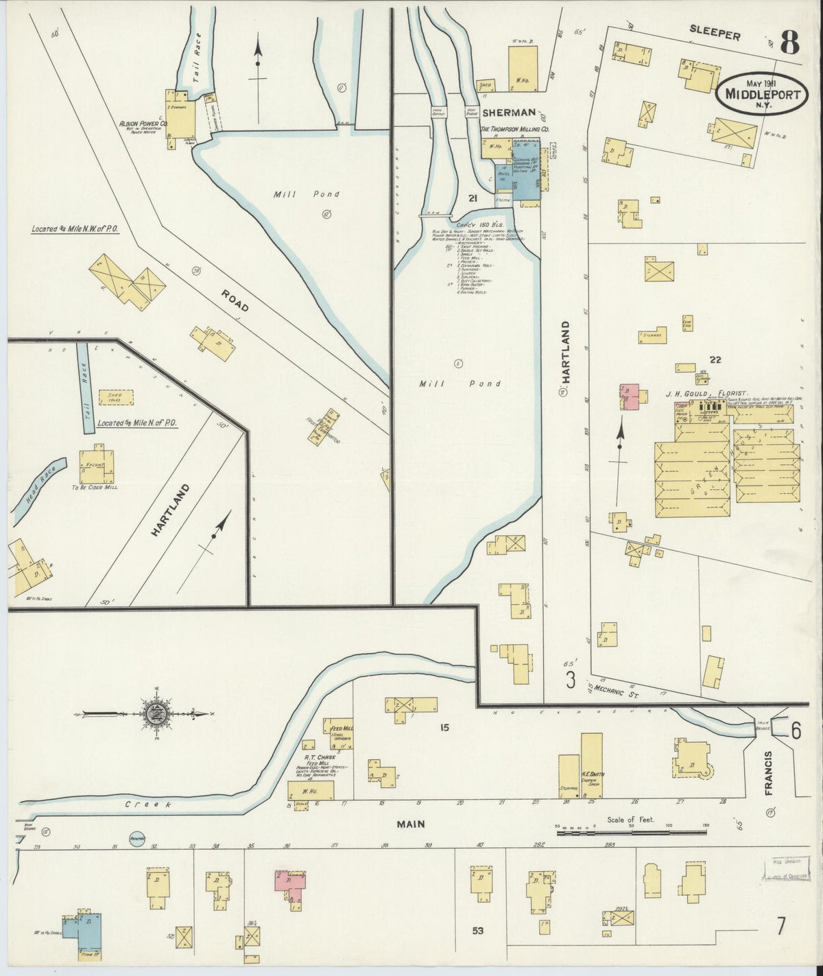 Sanborn Fire Insurance Map from Middleport, Niagara County, New York (1911), Sheet #0008 - Complete Map Set gallery image, historic Sanborn map, vintage wall art, New York New York
