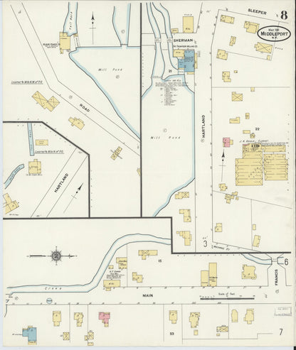 Sanborn Fire Insurance Map from Middleport, Niagara County, New York (1911), Sheet #0008 - Complete Map Set gallery image, historic Sanborn map, vintage wall art, New York New York