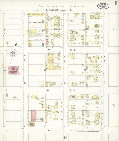 Sanborn Fire Insurance Map from Kalispell, Flathead County, Montana (1903), Sheet #0008 - Complete Map Set gallery image, historic Sanborn map, vintage wall art, Montana Montana