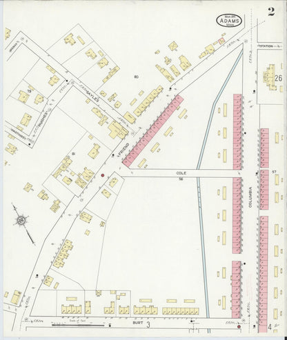 Sanborn Fire Insurance Map from Adams, Berkshire County, Massachusetts (1914), Sheet #0002 - Historic Sanborn Fire Insurance Map Print, vintage old map wall art, antique decor, genealogy gift, Massachusetts Massachusetts map