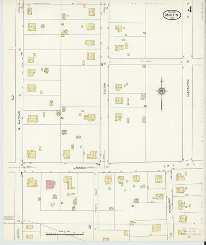 Sanborn Fire Insurance Map from Martin, Weakley County, Tennessee (1913), Sheet #0004 - Complete Map Set gallery image, historic Sanborn map, vintage wall art, Tennessee Tennessee