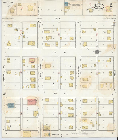 Sanborn Fire Insurance Map from Granite, Greer County, Oklahoma (1932), Sheet #0002 - Complete Map Set gallery image, historic Sanborn map, vintage wall art, Oklahoma Oklahoma