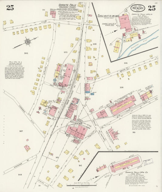Sanborn Fire Insurance Map from Hickory, Catawba County, North Carolina (1925), Sheet #0025 - Historic Sanborn Fire Insurance Map Print, vintage old map wall art, antique decor, genealogy gift, North Carolina North Carolina map