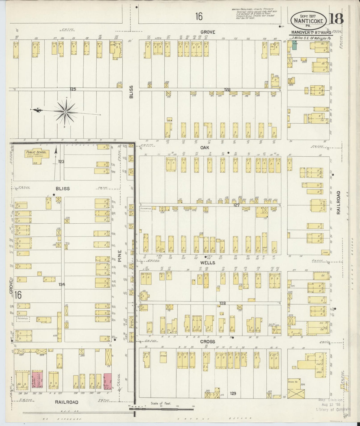 Sanborn Fire Insurance Map from Nanticoke, Luzerne County, Pennsylvania (1907), Sheet #0018 - Complete Map Set gallery image, historic Sanborn map, vintage wall art, Pennsylvania Pennsylvania