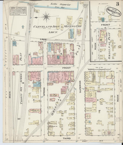 Sanborn Fire Insurance Map from Marquette, Marquette County, Michigan (1884), Sheet #0003 - Historic Sanborn Fire Insurance Map Print, vintage old map wall art, antique decor, genealogy gift, Michigan Michigan map