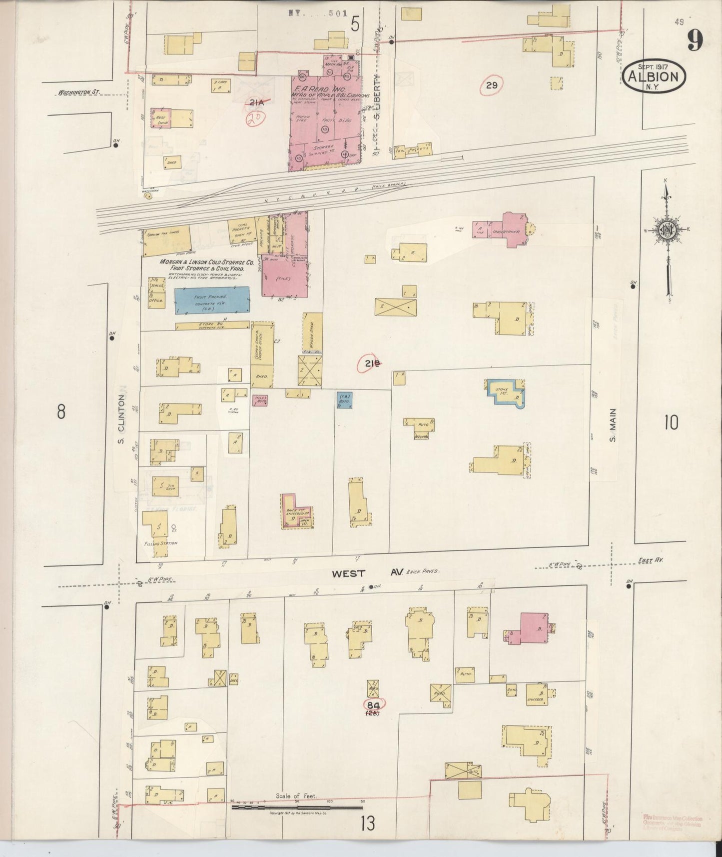 Sanborn Fire Insurance Map from Albion, Orleans County, New York (1941), Sheet #0009 - Complete Map Set gallery image, historic Sanborn map, vintage wall art, New York New York