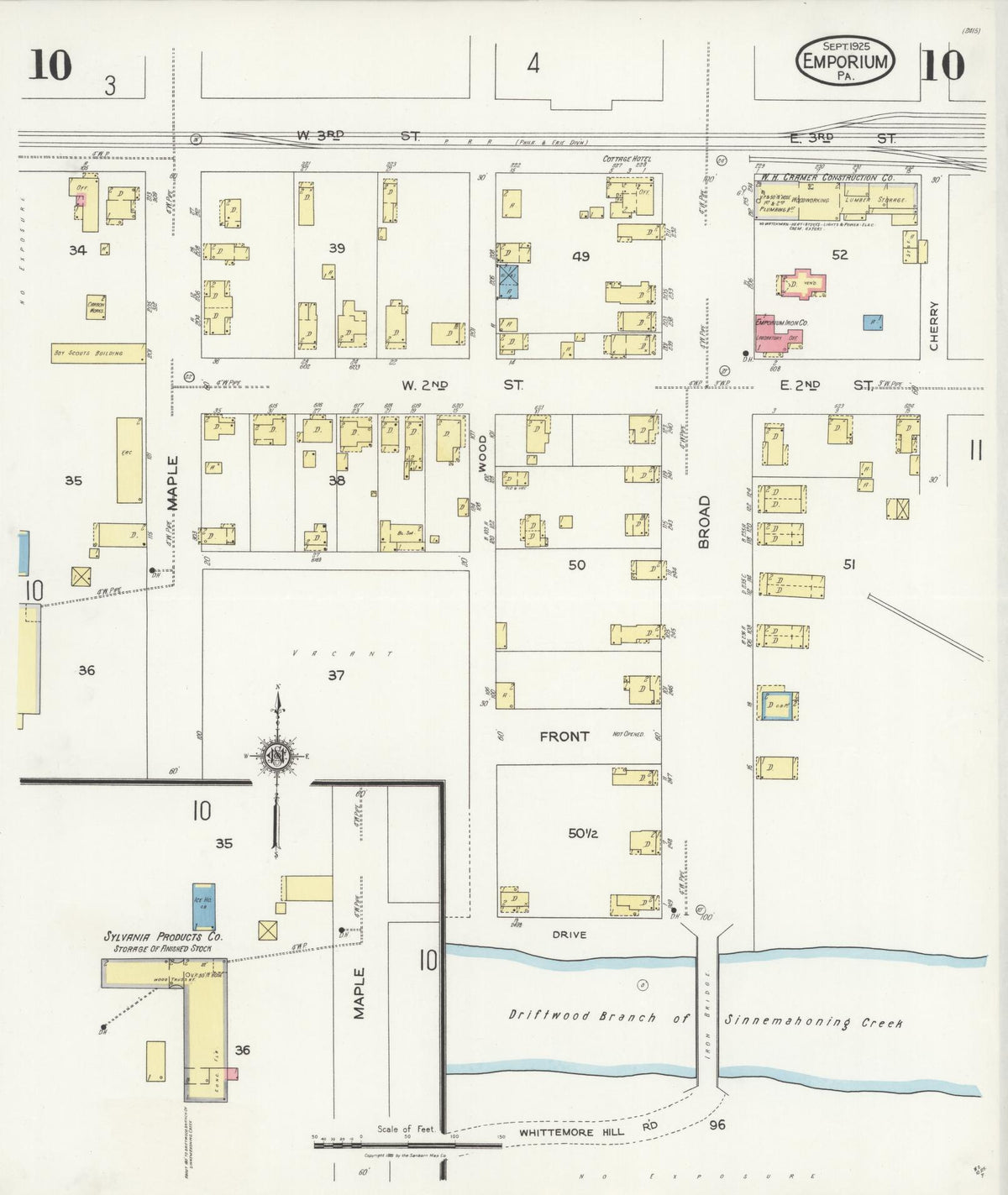 Sanborn Fire Insurance Map from Emporium, Cameron County, Pennsylvania (1925), Sheet #0010 - Complete Map Set gallery image, historic Sanborn map, vintage wall art, Pennsylvania Pennsylvania