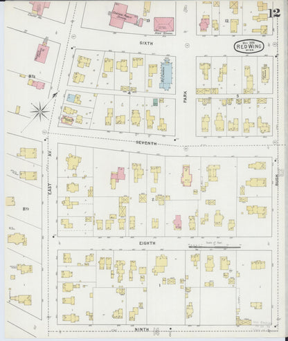 Sanborn Fire Insurance Map from Red Wing, Goodhue County, Minnesota (1895), Sheet #0012 - Historic Sanborn Fire Insurance Map Print, vintage old map wall art, antique decor, genealogy gift, Minnesota Minnesota map