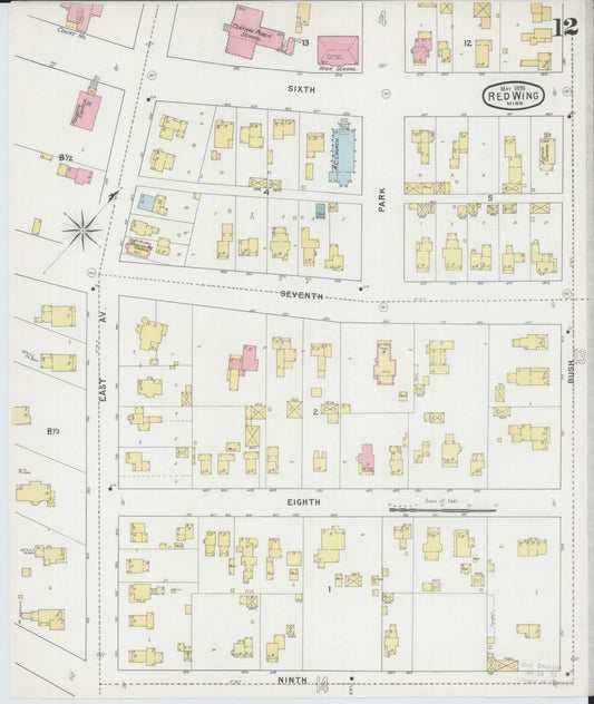 Sanborn Fire Insurance Map from Red Wing, Goodhue County, Minnesota (1895), Sheet #0012 - Historic Sanborn Fire Insurance Map Print, vintage old map wall art, antique decor, genealogy gift, Minnesota Minnesota map