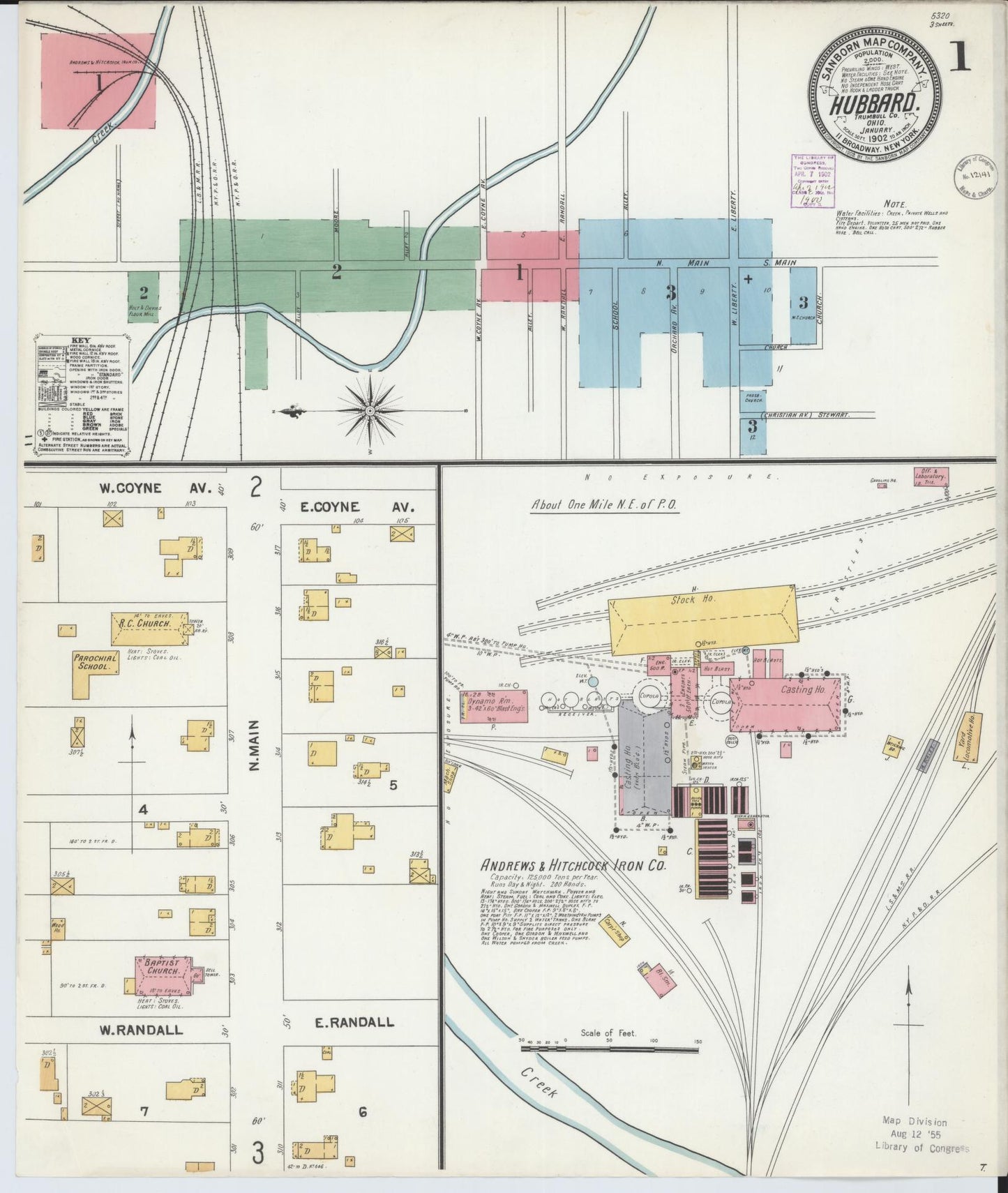 Sanborn Fire Insurance Map from Hubbard, Trumbull County, Ohio (1902), Sheet #0001 - Historic Sanborn Fire Insurance Map Print, vintage old map wall art, antique decor, genealogy gift, Ohio Ohio map