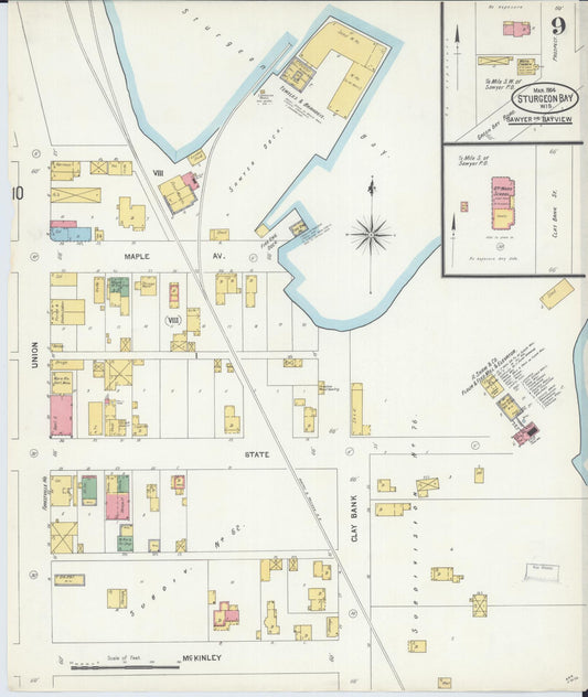 Sanborn Fire Insurance Map from Sturgeon Bay, Door County, Wisconsin (1904), Sheet #0009 - Historic Sanborn Fire Insurance Map Print, vintage old map wall art, antique decor, genealogy gift, Wisconsin Wisconsin map