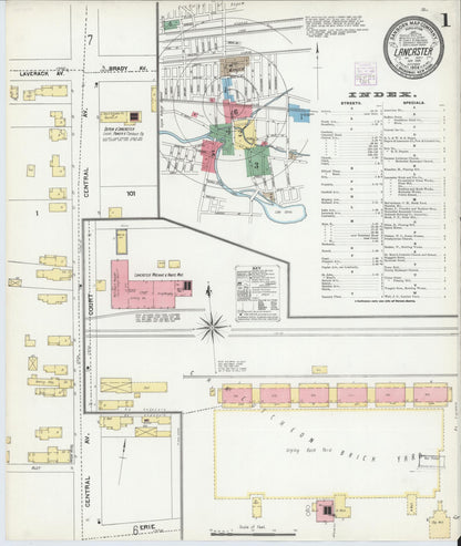 Sanborn Fire Insurance Map from Lancaster, Erie County, New York (1904), Sheet #0001 - Complete Map Set gallery image, historic Sanborn map, vintage wall art, New York New York