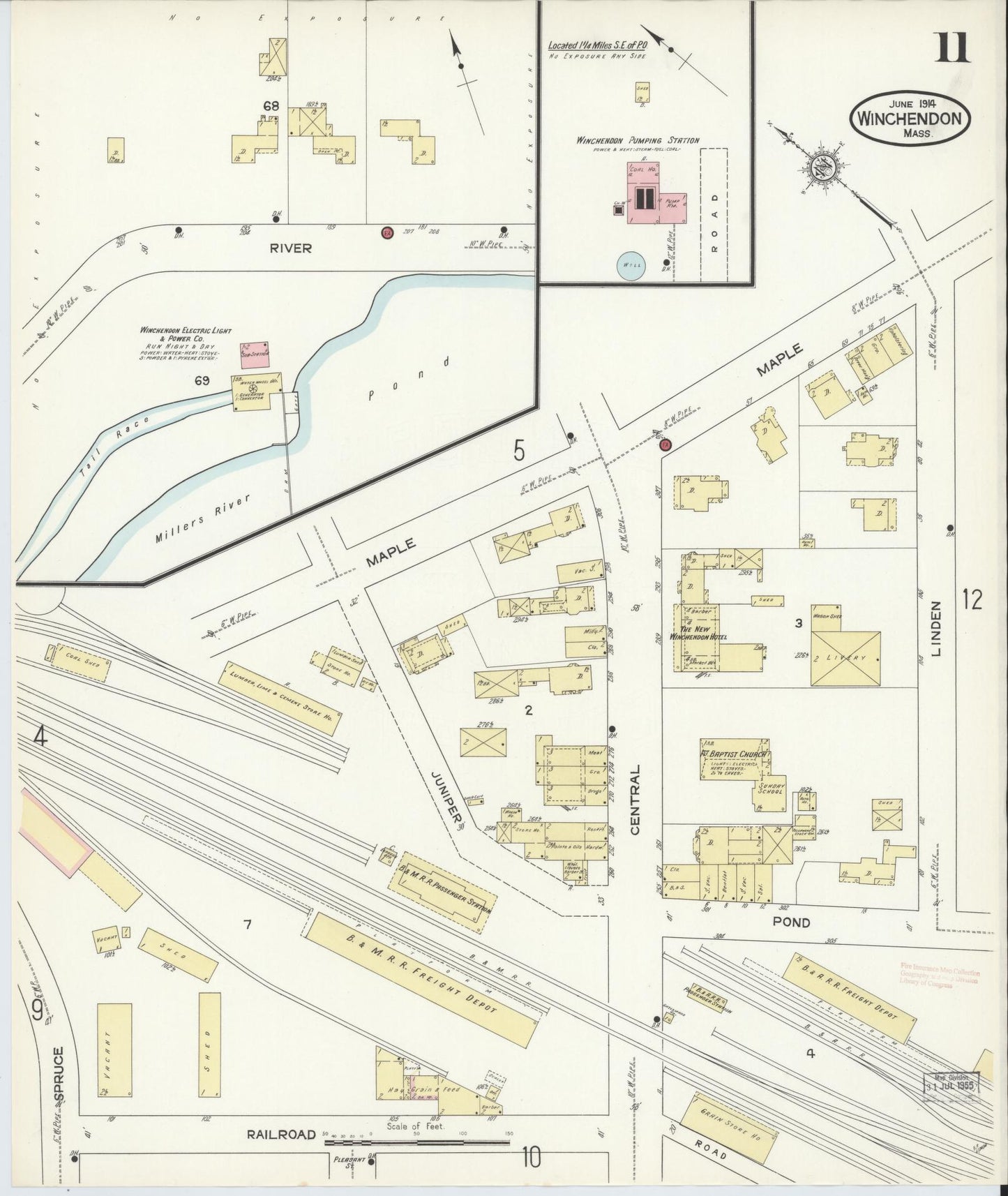 Sanborn Fire Insurance Map from Winchendon, Worcester County, Massachusetts (1914), Sheet #0011 - Complete Map Set gallery image, historic Sanborn map, vintage wall art, Massachusetts Massachusetts