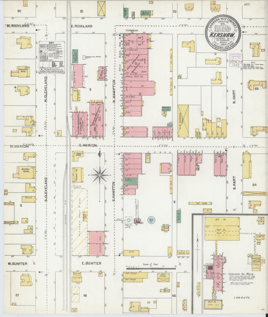 Sanborn Fire Insurance Map from Kershaw, Kershaw And Lancaster Counties, South Carolina. (1904) – Historic Sanborn Fire Insurance Map Print
