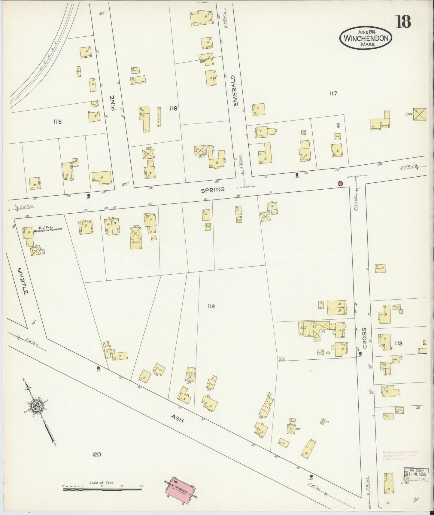 Sanborn Fire Insurance Map from Winchendon, Worcester County, Massachusetts (1914), Sheet #0018 - Complete Map Set gallery image, historic Sanborn map, vintage wall art, Massachusetts Massachusetts