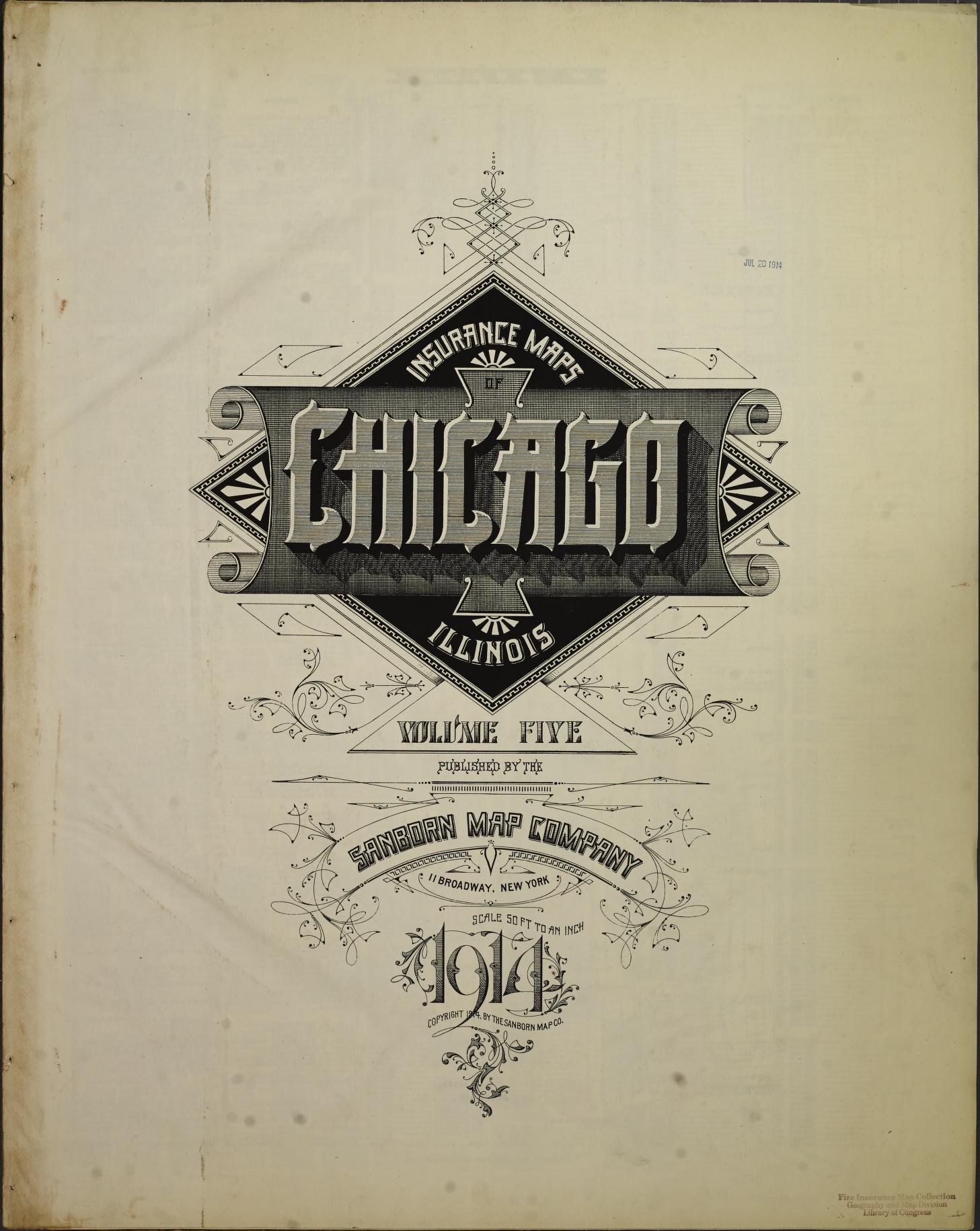 Sanborn Fire Insurance Map from Chicago, Cook County, Illinois (1914), Sheet #0001 - Historic Sanborn Fire Insurance Map Print, vintage old map wall art, antique decor, genealogy gift, Illinois Illinois map