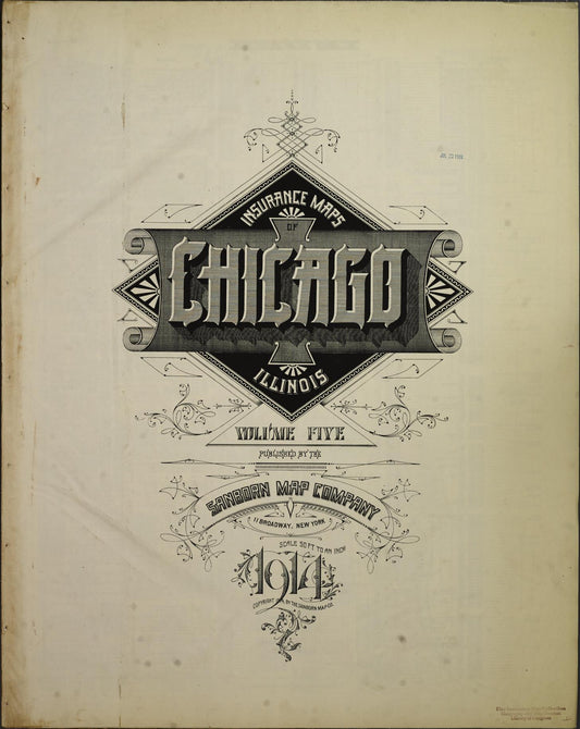 Sanborn Fire Insurance Map from Chicago, Cook County, Illinois (1914), Sheet #0001 - Historic Sanborn Fire Insurance Map Print, vintage old map wall art, antique decor, genealogy gift, Illinois Illinois map