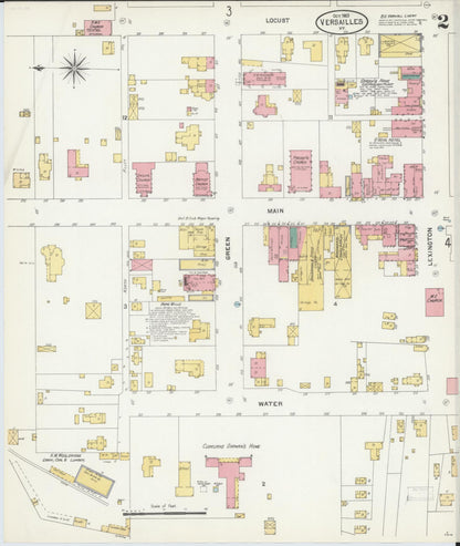 Sanborn Fire Insurance Map from Versailles, Woodford County, Kentucky (1903), Sheet #0002 - Complete Map Set gallery image, historic Sanborn map, vintage wall art, Kentucky Kentucky