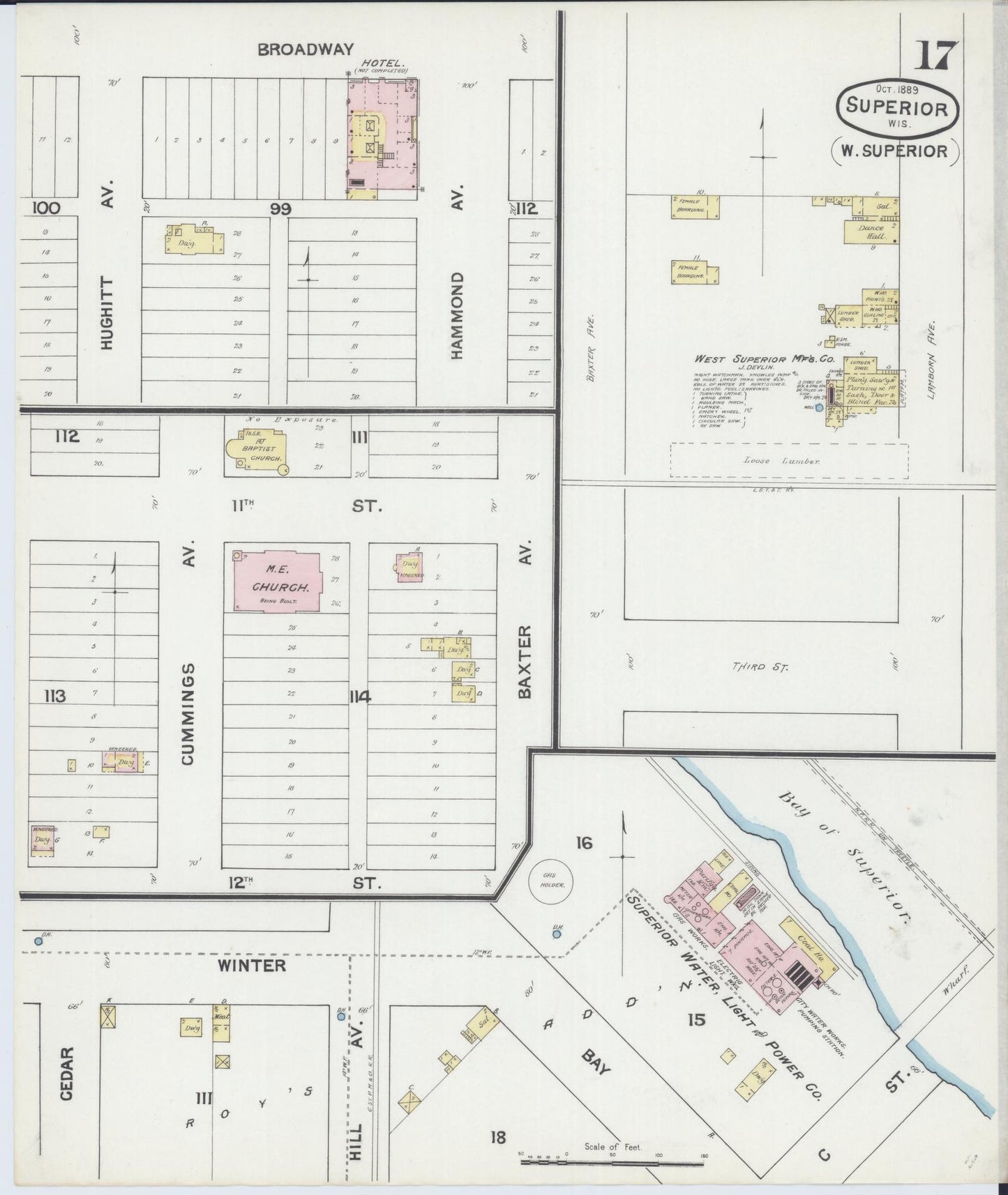 Sanborn Fire Insurance Map from Superior, Douglas County, Wisconsin (1889), Sheet #0017 - Complete Map Set gallery image, historic Sanborn map, vintage wall art, Wisconsin Wisconsin