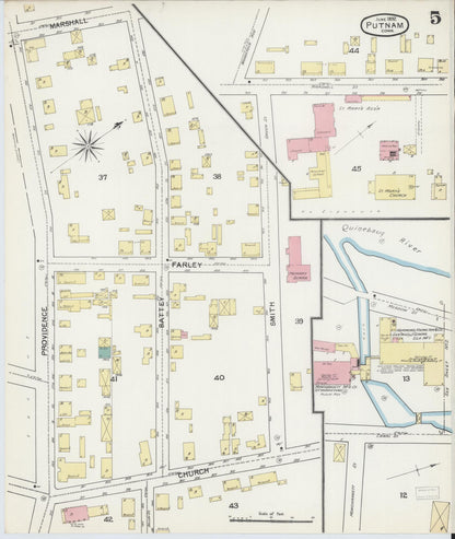 Sanborn Fire Insurance Map from Putnam, Windham County, Connecticut (1892), Sheet #0005 - Complete Map Set gallery image, historic Sanborn map, vintage wall art, Connecticut Connecticut