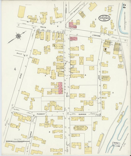 Sanborn Fire Insurance Map from Orono, Penobscot County, Maine (1918), Sheet #0002 - Historic Sanborn Fire Insurance Map Print, vintage old map wall art, antique decor, genealogy gift, Maine Maine map